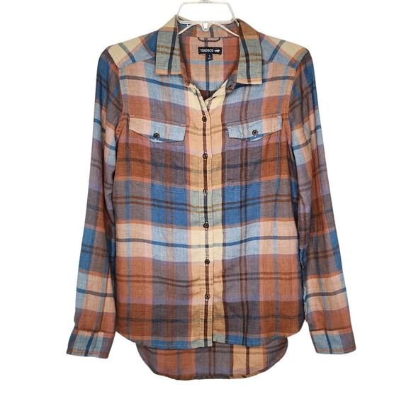 Toad & Co Plaid Flannel Long Sleeve Button Down Shirt Women Size Small Recycled - Picture 1 of 6
